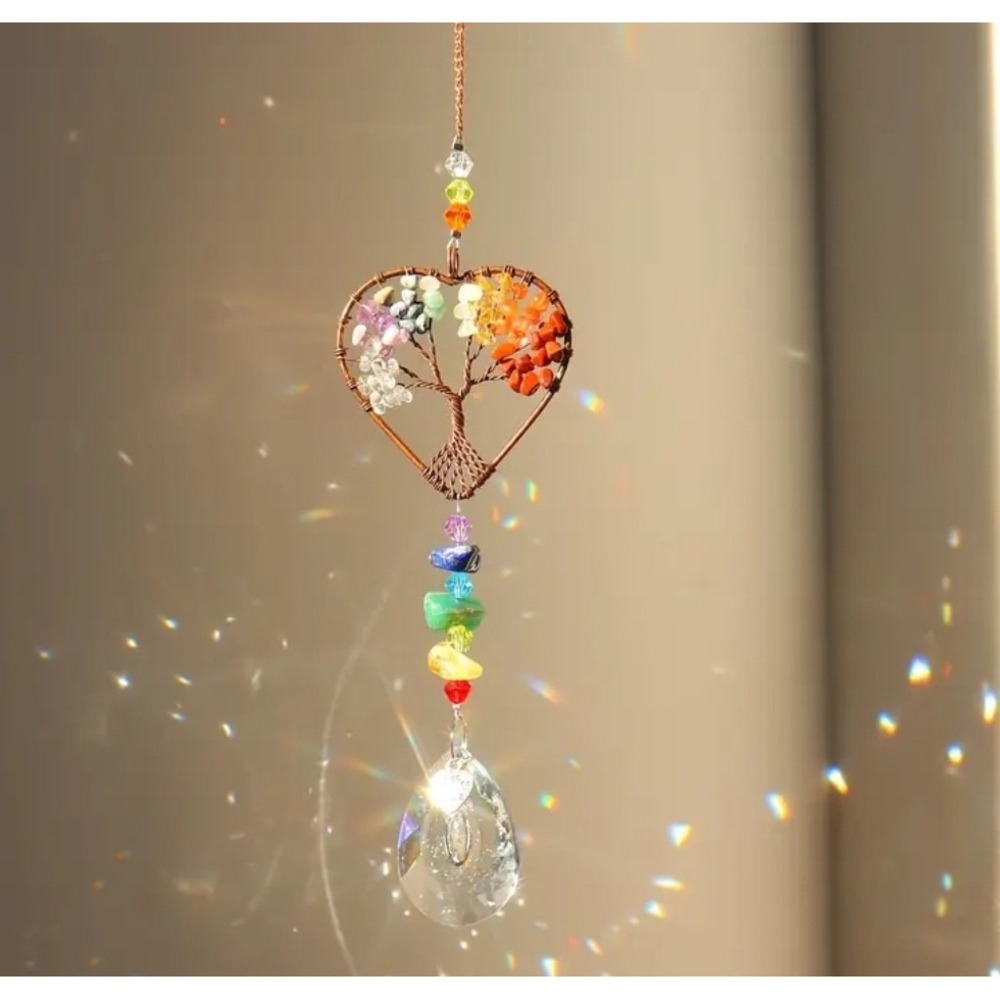 Chakra Tree of‎ Life Suncatcher Crystal Hanging Ornament Rainbow Maker Window